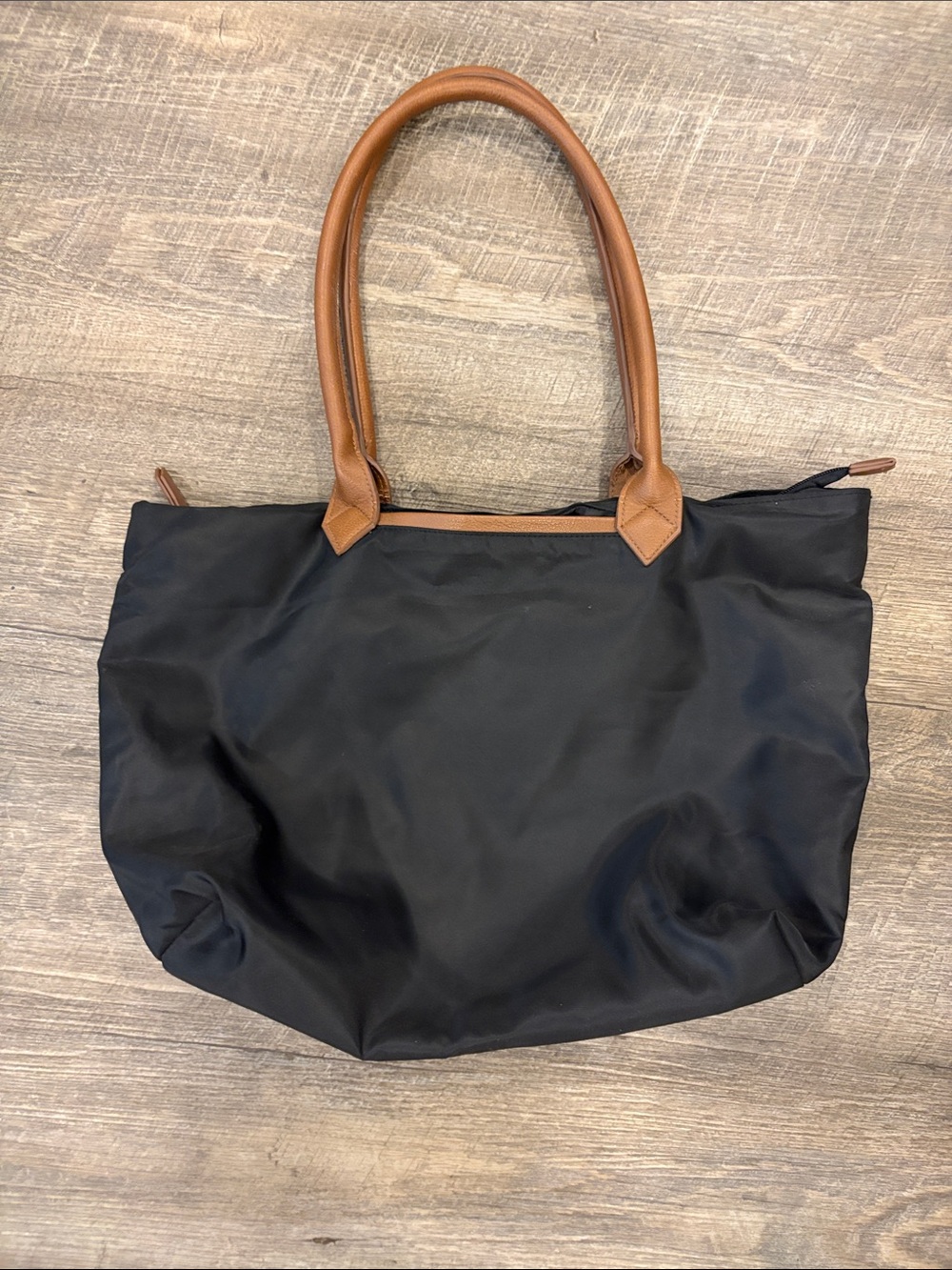 Merona Black Tote with Tan Handles